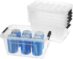 EOENVIVS Plastic Storage Bins with Lids 6 Pack, 7 Quart Storage Containers With Black Buckle Latch, Stackable Storage Organizers for Home Pantry Office Classroom Organization, Clear