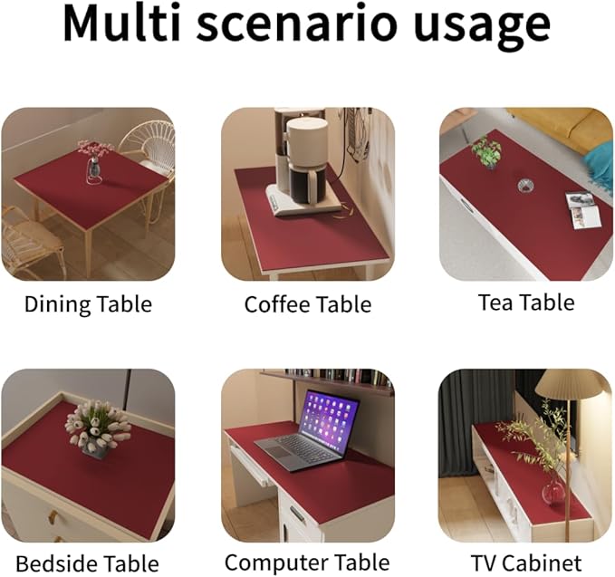 Zinkooat Table Pad for Dining Room Table - Can Be Used On Both Sides Waterproof and Easy to Clean Good Flatness Used for Dining Table(Black+Wine Red 44x72)