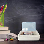 Double Layer Plastic Art Storage Box ，Fashion Hard Durable Pencil Organizer for Brushes, Paints, Stamps, Eraser, Sticker