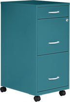 Lorell LYS SOHO Box/File/File Teal Mobile Cabinet, 3 Drawer