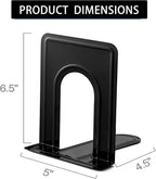 Book Ends, Heavy Duty Bookends to Hold Books, Metal Bookends for Home Office Decorative, Book Ends for Heavy Books/Movies/CDs, Black 6.5 x 5 x 5.7 in, 4 Pair/ 8 Piece by Mkyuroa