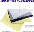 TATELF Tattoo Transfer Paper - 100 Sheets A4 Size Thermal Transfer Paper for Tattooing, 4 Layers Thermal Stencil Paper DIY Tattοο Thermal Tracing Paper for Tattoo Supplies