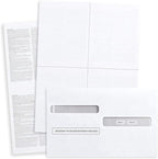 50 W2 Tax Envelopes, For 4-Up Style W-2 Tax Forms 50 pack Gum Seal Security Double Window W2 Envelopes