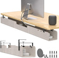 ERGO COLLECT Under Desk Cable Management Tray,No-Drill Upgraded Thickened Felt Cord Organizer with Clamp or Screw Mount,Cable Holder for Standing Desk,Home Or Office(Beige, 47.2")