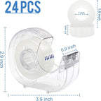 JEFURE 24 Pcs Transparent Tape with Dispenser, 0.7 in x 1000 in Clear Tapes and Refillable Dispensers, Office Tape Rolls with Dispenser Bulk for Craft Jobs, Gift Wrapping, Repairing, Home and School
