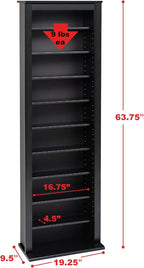 Prepac Narrow Cabinet Media Storage, Slim Barrister Tower, Black