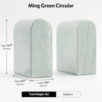 Faticdorr Luxury Marble Bookends for Shelves, 13LB Heavy Duty Marble Book Ends for Heavy Books, Stone Bookends Decorative, Polished, Light Green Arch, Set of 2