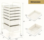 Giantex 6 Storage Drawer Cart Rolling Organizer Cart for Tools Scrapbook Paper Home Office School Multipurpose Mobile Utility Cart (Ivory)