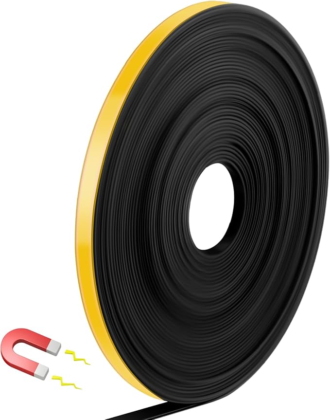 AmazingSpark Magnetic Tape Roll Thin Strips, 0.39 Inch x 33 Feet Magnetic Board Dividers Whiteboard Graphic Decorative Tape Marking Line for Classroom Office Art Accessories(Yellow)