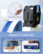 24mm TZ Tape Replacement for TZe Tape 24 mm 0.94 P-Touch TZe Ribbon Laminated TZ Colored Refills Compatible with Brother Label Maker Tape PT-D600 D610BT P700 P710BT Cube Plus, 1" x 26.2', 6 Pack