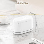 PAVSTINE Mini Trash Can for Desk with 5 Rolls of Trash Bags, Small Press-Top Countertop Garbage Bin, Removable Waste Basket for Bedroom, Vanity, Coffee Table, Kitchen (White Full-Lid)