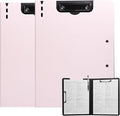 FRETONBA Clipboard Folder, 2 Pcs A4 Foldable Clipboard with Horizontal and Vertical Double Metal Clips, 360 Degree Foldable Binder Clipboards with Pen Holder, File Cover Work Folder Clipboards, Pink