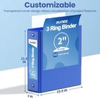 SUNEE 3 Ring Binder 2 Inch 1 Pack, Clear View Binder Three Ring PVC-Free (Fit 8.5x11 Inches) for School or Office Supplies, Cobalt Blue