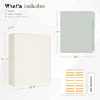 Ospelelf Vintage Hardcover 3 Ring 2 inch Leather Binder, Professional Binders Organizer Suitable for Letter Size Documents, Binder Dividers with Tabs, Beige