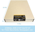 Lineco Museum Archival Storage Box, 17.75x22.75x3 in. Drop Front Design. Acid-Free with Metal Edge. Organize Photos, Pictures, Prints, Documents, Crafts, DIY. Tan, 2 Pack