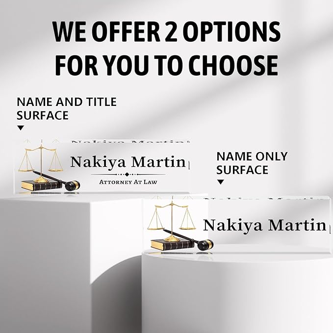 Personalized Name Plate for Desk Custom Acrylic Desk Name Plate Custom Employee Appreciation Gifts Office Gifts for Women, Men, Boss, Coworkers, Teacher, Nurse (Lawyer)