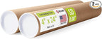 4" x 24" Reinforced Kraft Paper Mailing Tubes, Pack of 2 Tubes with 2 Caps Each – USPS Approved Poster Tube – Made in USA Cardboard Tube for Shipping and Storing Posters, Prints, Artwork, or Documents