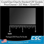 Clip Strip Corp. Price/Data Channel Label Holder Chips, Clear Plastic Tags, 2" L x 1.25" H, 7.5 Mil Thick, Gondola Shelf Edge, Reusable, Made for Point of Purchase Shelf Molding (1000)