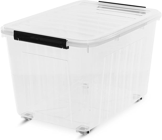 Citylife 82 QT Clear Plastic Storage Bins with Lids Stackable and Nestable Storage Boxes with Lids large plastic storage bins for Garage Closet Kitchen