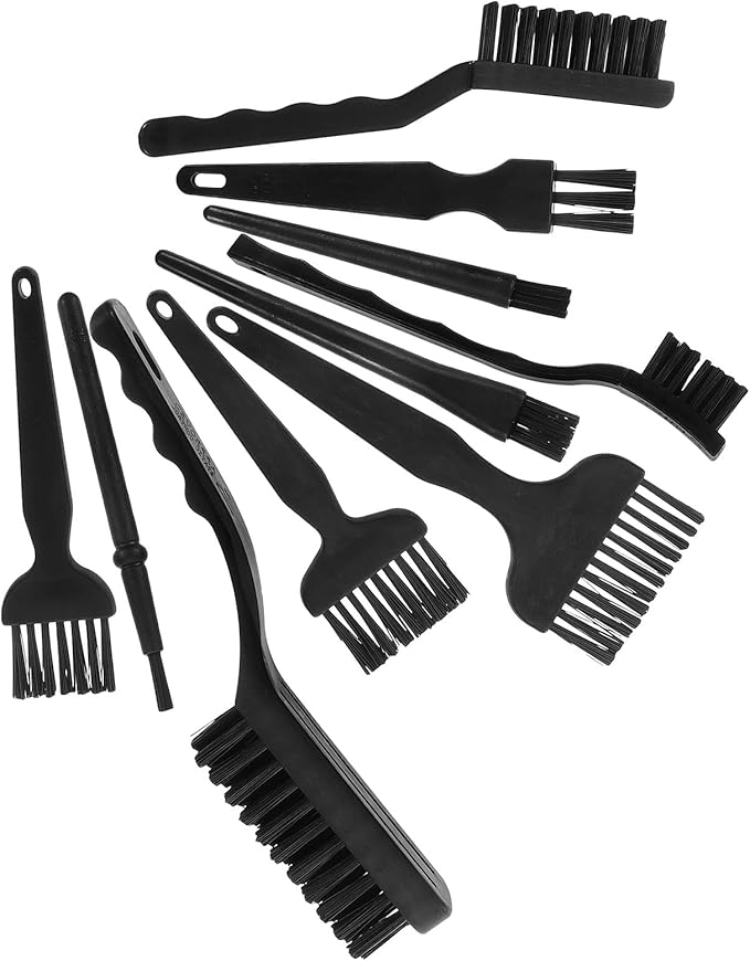 FUOYLOO 10Pcs Anti-Static Brush Set for Laptop and Computer Keyboard Cleaning, Multi-Purpose PCB Dust Removal Kit with Straight Handle, Electronics Cleaning Accessories for Office and Home