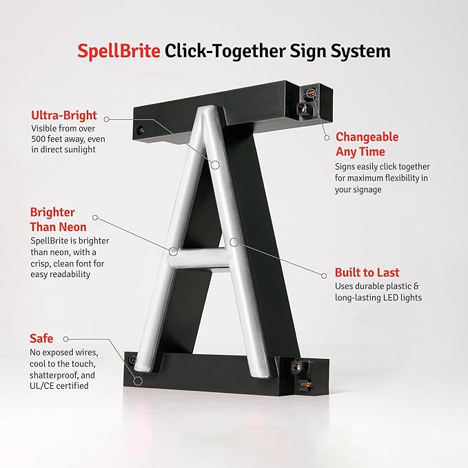 SpellBrite OFFICE Sign | Directional Sign with Neon Look, White LED Light Source | 20.5" x 6.3"
