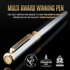 Scriveiner Silver Chrome Fountain Pen - Stunning Luxury Pen, Real Gold Finish, Schmidt Gilded Nib (Extra Fine), Best Gift Set for Men & Women Professional Executive Office Nice Designer Pen