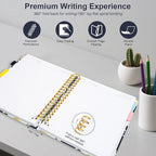 Spiral Journal Notebooks for Work, 300 Pages 5 Subject Notebook College Ruled with Dividers & Tabs, 8''x 10'' Large Notebook Journal for Women Students Note-Taking and Organizer (White Daisy)