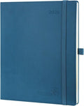 POPRUN 2026 Planner (Large - 8.5'' x 10.5'') - 2026 Weekly Calendar (Jan. 2026 - Dec. 2026) with Hourly Time Slots, Weekly/Monthly Appointment Book for Time Management - Leather Soft Cover - Night Sky Blue