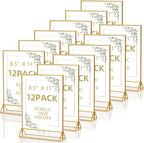 PPH-Sisy Acrylic Sign Holder 8.5X11 Double Sided Table Flyer Holder , Plastic Acrylic Display Stand for Home Office Shop Restaurant (12pcs)
