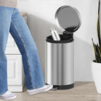 SIMPLYKLEEN Trash Can with Lid - 30 Liter/8 Gallon Round Stainless Steel Trash Can with Odor Protection Kitchen Garbage Cans with Soft-Close Foot Pedal Step Bin for Bathroom Home Kitchen Office