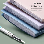 Expanding File Folder Organizer with 12 Pockets, 3 Pack Waterproof Accordion Document Holder for Office Paperwork, A4 Letter Size Expandable Portfolio for Bills, Receipts & Tax Records