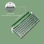 Adventurers Retro Typewriter-Style Mechanical Keyboard, 83 Keys, 75% Compact Layout, Bluetooth 5.0 and Wired, Hot-Swappable Blue Switch, White Backlit for Windows/Mac/iPad/PC/Laptop (Dark Green)