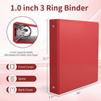SUQJOY 1-inch 3 Ring Binder with 2 Inside Pockets, 1'' Basic Binders Holds US Letter Size 8.5'' x 11'' Paper - Versatile Binders for Office, School and Home Use (Pack of 12, Assorted Color)