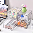 Stebopum 8 Pack Stackable Makeup Organizer, 4.4'' Tall Acrylic Bathroom Makeup Organizer and Storage Drawer with Pull-out Handle, Clear Plastic Storage Bins for Vanity,Pantry,Desk,Undersink,Kitchen