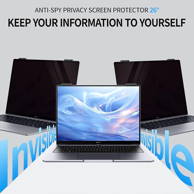 GUDTEKE Laptop Privacy Screen 14 inch, 9H Hanging Privacy Screen for Laptop for 16:9, Acrylic HD Eye Protection Anti Glare Blue Light Laptop Screen Privacy Filter