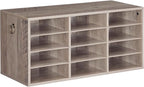 HOOBRO Countertop Mail Sorter Organizer, Wooden Literature Organizer, Student Mailbox for Classroom, Desktop Bill Organizer for Office Home School, 12 Compartments, Greige BG43WF01