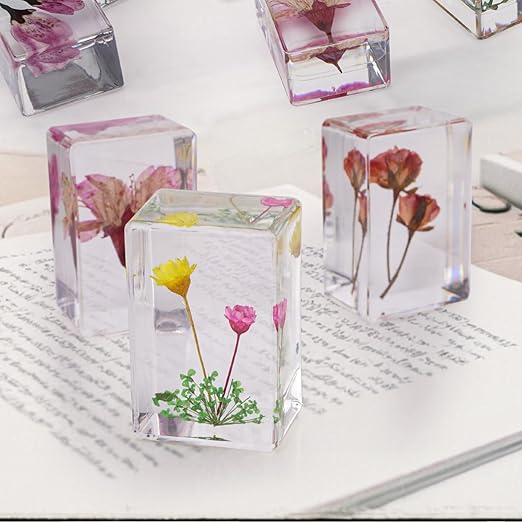 JINLISPIN 10 Pcs Flower in Resin Specimen Pressed Flower Paperweight Flower in Resin Specimen Collection for Desk Real Flowers Samples Paper Weights for Kids Scientific Educational Display Supplies