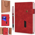 vfaejll A5 Lined Leather Journal Notebook,Hardcover Journal Set with Pen and Gift Box,100Pages 100gsm Thick Ruled Paper Daily Diary for Men Women School,Travel,Business,Work,Writing 5.9" X 8.4"