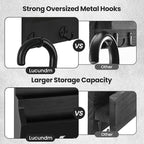Lucundm Mail and Key Holder - Decorative 9.8" x 12.5" Wall Key Hanger with 2 Mail Organizer Slots and 3 Hooks - Real Paulownia Wood with Keyhole Brackets, Hardware and Instructions (Black)