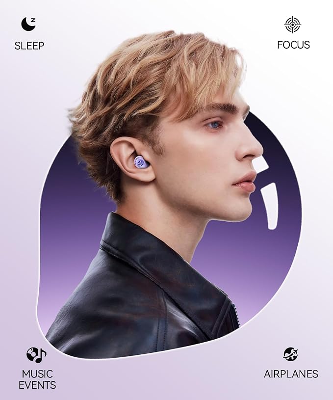 Ear Plugs for Sleeping 50dB Earplugs Noise Cancelling Ear Plugs for Noise Reduction Concerts Soft Reusable Silicone Earplugs for Snoring Side Sleepers Shooting Airplanes with 7 Eartips Case Blue