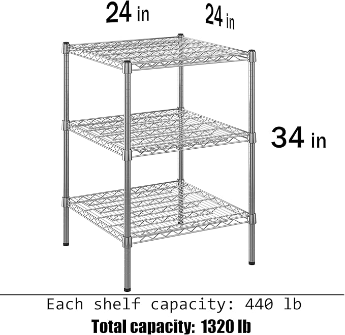 Regal Altair 24" Deep x 24" Wide x 34" Height Wire Shelving Kit | 3-Tier | NSF Commercial Storage Rack Unit