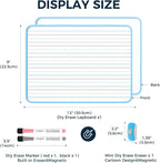 LOUKIN Small Dry Erase Lapboard, 9 x 12 Inch Double Sided (Ruled/Plain), Seamless Frame Design, Mini Magnetic Whiteboard Set, Great for Kids, Classroom and School (1 Eraser&2 Markers Included)