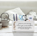Exqcom Before You Leave This Home Pen Pencil Holder, Inspirational Gifts for Women, Rustic Flower Motivational Pencil Pen Holder Organizer for Home Office Desk Accessories