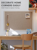 Fluxynara Foldable Cork Board Alternative, Felt Bulletin Board 36" x 24" Oatmeal Frame with 24 Adhesive Tabs, Pin Board for Home Office, Classroom, Entryway, Kitchen Wall Decor—Deep Camel