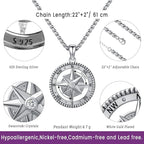 Compass Necklace for Women Men 925 Sterling Silver Pendant Urn Necklaces for Ashes Picture Locket Necklace Anchor Necklace Viking Necklace Crystals CZ Moonstone Abalone Shell Turquoise Compass Jewelry