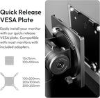 Pixio PS2S Titan White Ultrawide Mega Heavy-Duty Premium Single Monitor Arm Stand fits up to 57 inch Monitors Holds up to 59.4lbs VESA Compatible Integrated Cable Management