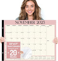 Forvencer 22" x 17" Large Desk Calendar 2026, 20 Months Calendar Runs from November 2025 to June 2027, 2026 Desk Calendar Monthly Planner with Plastic Cover for Home School Office, Pink