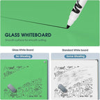 MaxGear Glass Whiteboard, Tempered Magnetic Dry Erase Board Green, Frameless Wall Mounted, Office Classroom Conference Room Home Use, Includes Markers, Eraser, Magnets & Mounting Kit