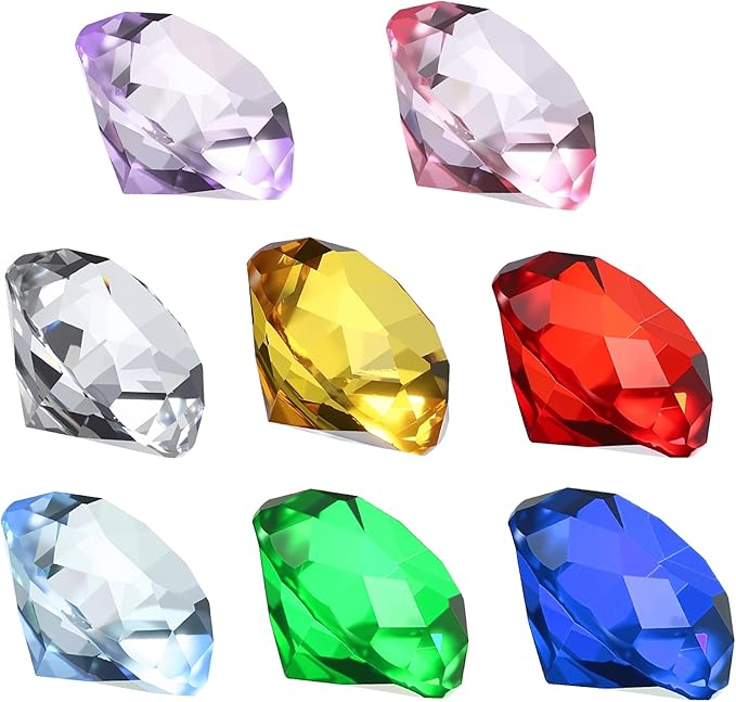 PATIKIL 8 Pcs Diamond Crystal Paperweight, 30mm / 1.18 Inch Crystal Paperweight Paper Weight for Home Office Desktop Table Decor Wedding Party Jewelry Ornaments, Multicolor