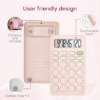 Cute Calculator, Basic Four Function for Teachers Students Basics Office, Small Handheld Calculators, 8 Digit with LCD Display, Sensitive Button, 5.5×3.2 inches Pink